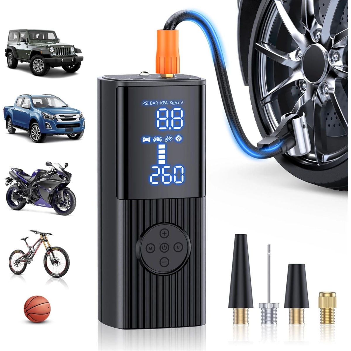 Hafuloky Tire Inflator with Accurate Pressure LCD Display
